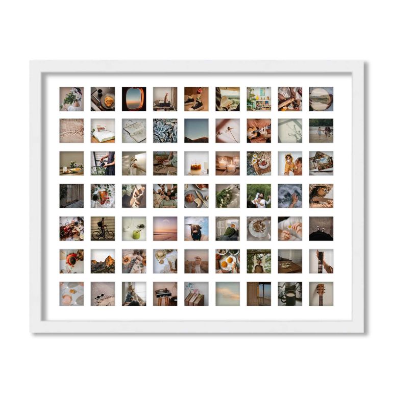 White Matted Instagram Photo Frame for 63 Photos