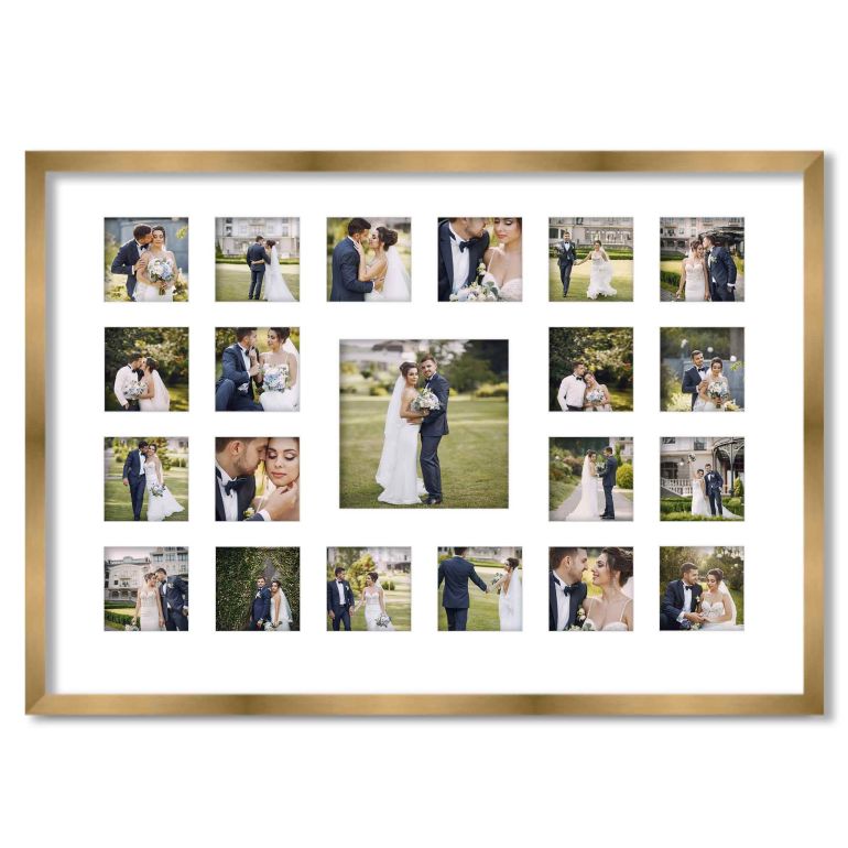 Gold Wedding Photo Collage Frame for 21 Photos