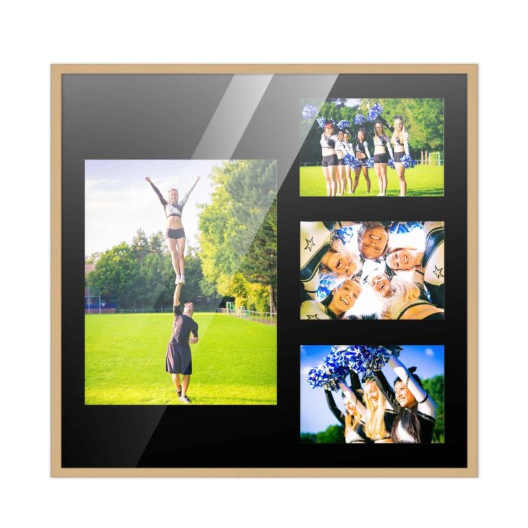 14.5x16 Natural Wood Collage Frame with a Black Mat for 8x10 & 4x6 Pictures