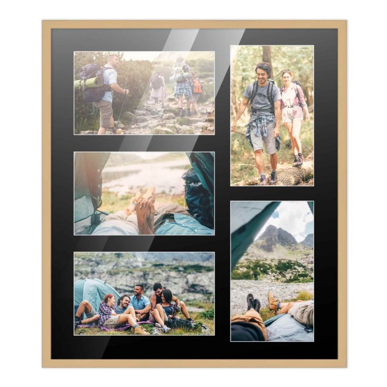 14x16 Natural Wood Collage Frame with a Black Mat for 5x7 Pictures