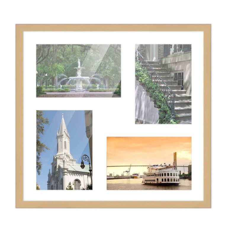 12x12 Natural Wood Collage Frame with a White Mat for 4x6 Pictures