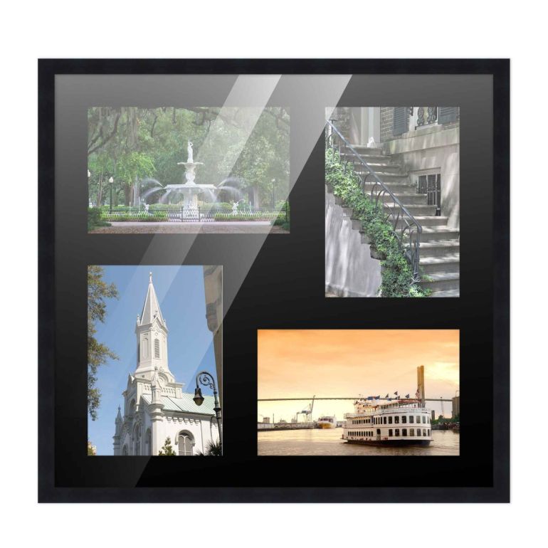 12x12 Black Wood Collage Frame with a Black Mat for 4x6 Pictures