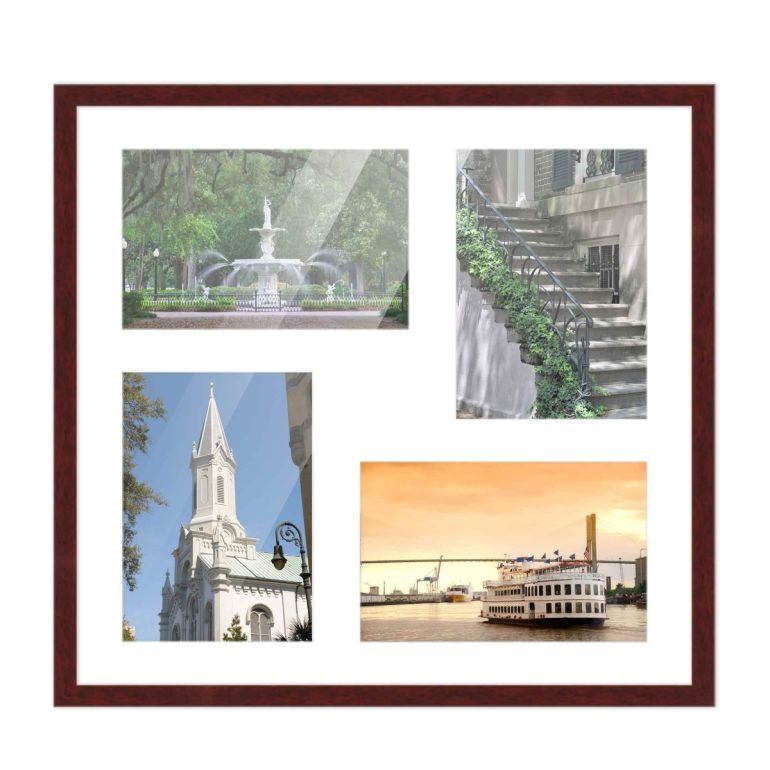 12x12 Dark Wood Wood Collage Frame with a White Mat for 4x6 Pictures