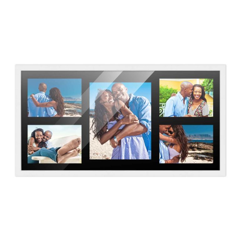 12x24.5 White Wood Collage Frame with a Black Mat for 8x10 & 5x7 Pictures
