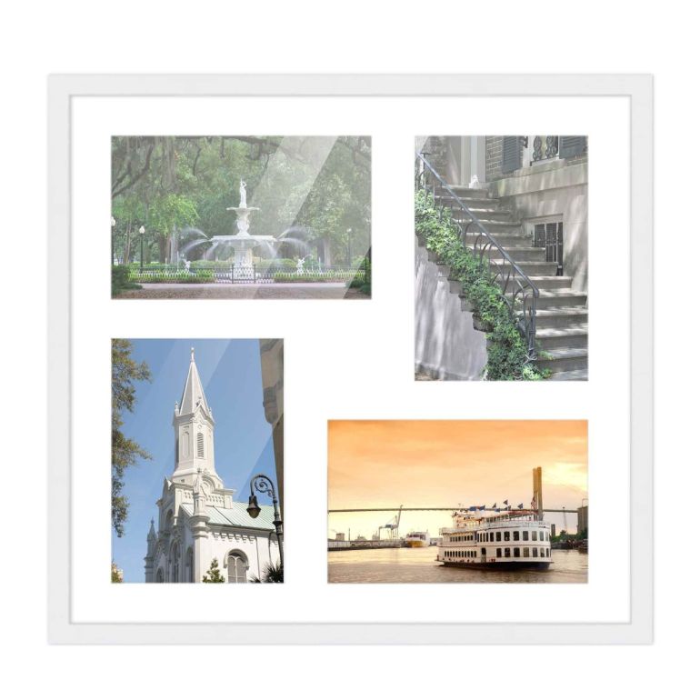12x12 White Wood Collage Frame with a White Mat for 4x6 Pictures