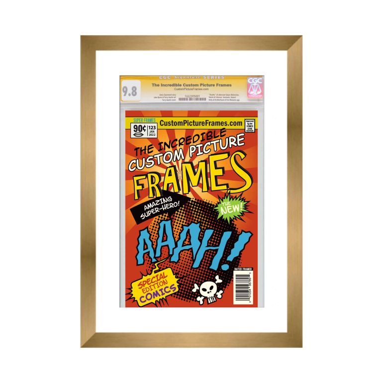 Gold Graded Comic Book Frame with White Mat