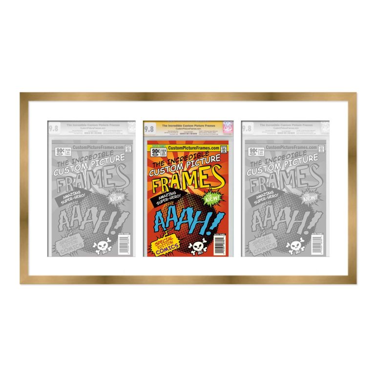 Gold Graded Comic Book Frame for 3 Comic Books
