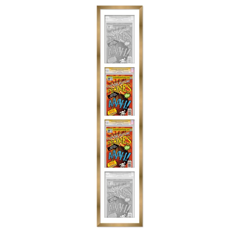Gold Graded Comic Book Frame for 4 Comic Books with White Mat