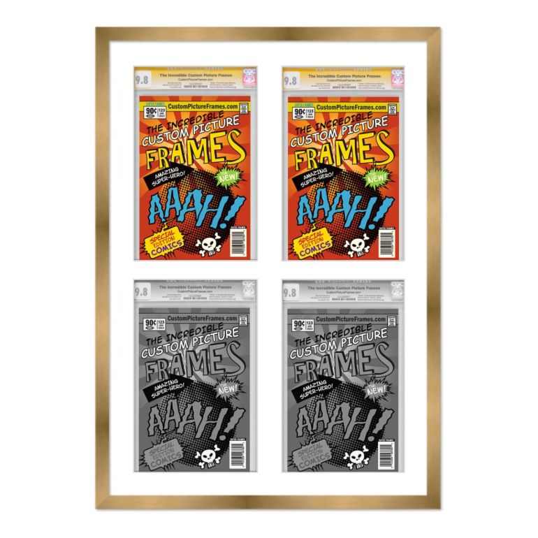 Gold 2x2 Graded Comic Book Frame for 4 Comic Books