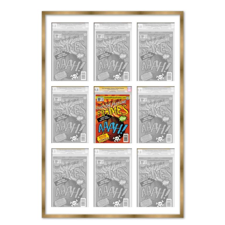 Gold Graded Comic Book Frame for 9 Comic Books
