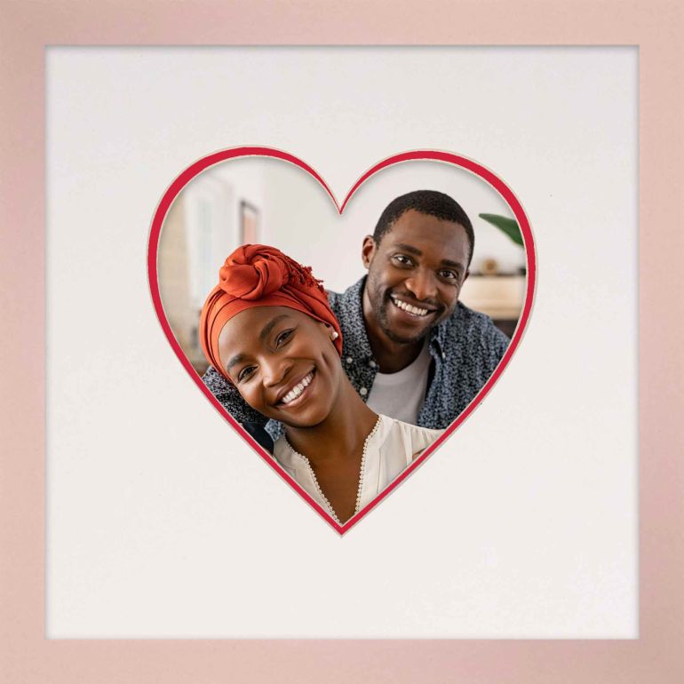 6x6 Heart Mat Rose Gold Picture Frame Red Heart Reveal