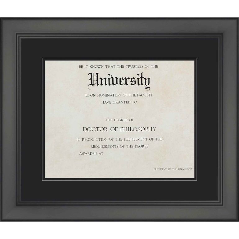 16x19 Black Diploma Frame with Black on White Double Mat for 12x15 Degrees