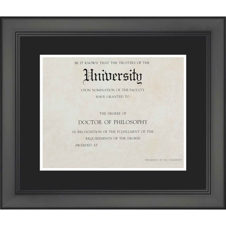 11x14 Black Diploma Frame with Black on White Double Mat for 8.5x11 Degrees