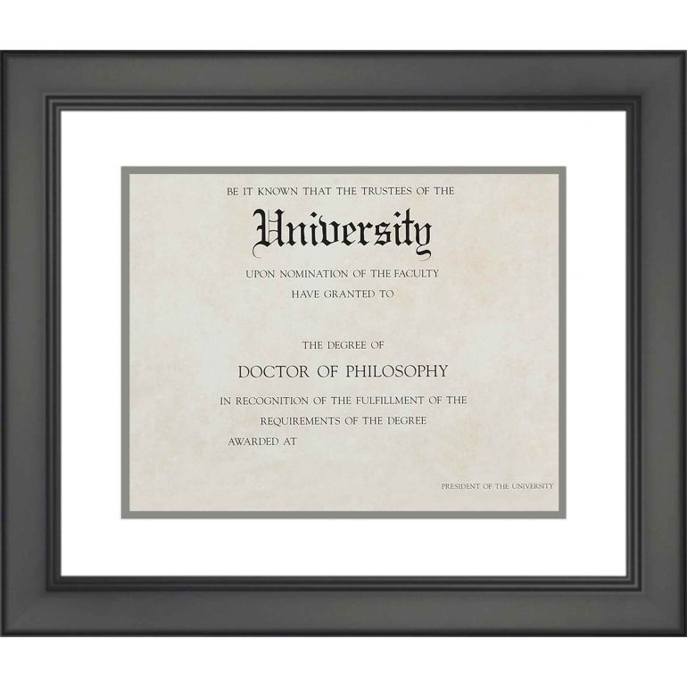 11x14 Black Diploma Frame with White on Silver Double Mat for 8.5x11 Degrees