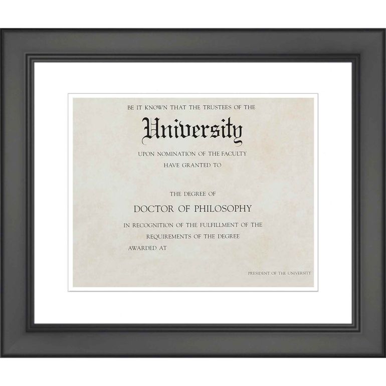16x19 Black Diploma Frame with White on White Double Mat for 12x15 Degrees