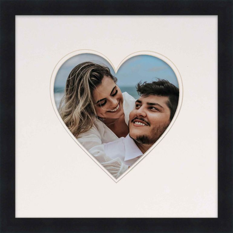 6x6 Heart Mat Black Picture Frame White Heart Reveal