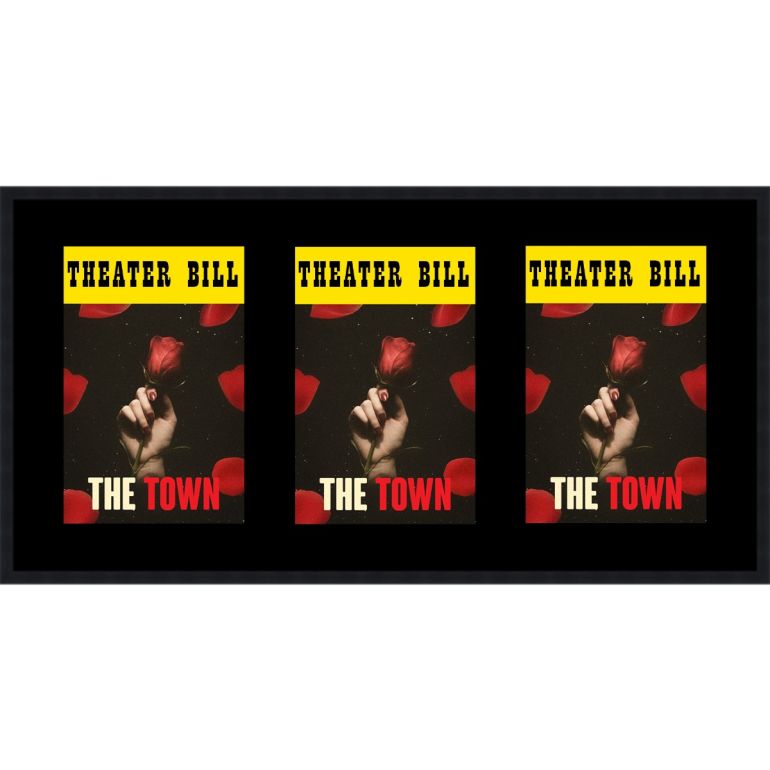 Black Matted Playbill Frame with Black Mat for 3 Playbills