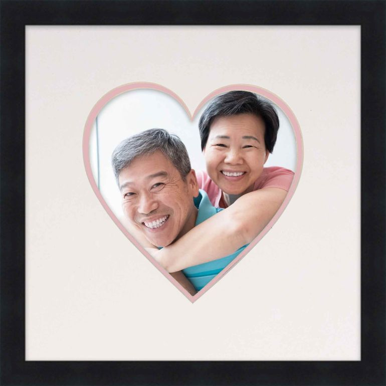 6x6 Heart Mat Black Picture Frame Pink Heart Reveal