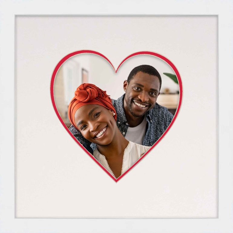 6x6 Heart Mat White Picture Frame Red Heart Reveal