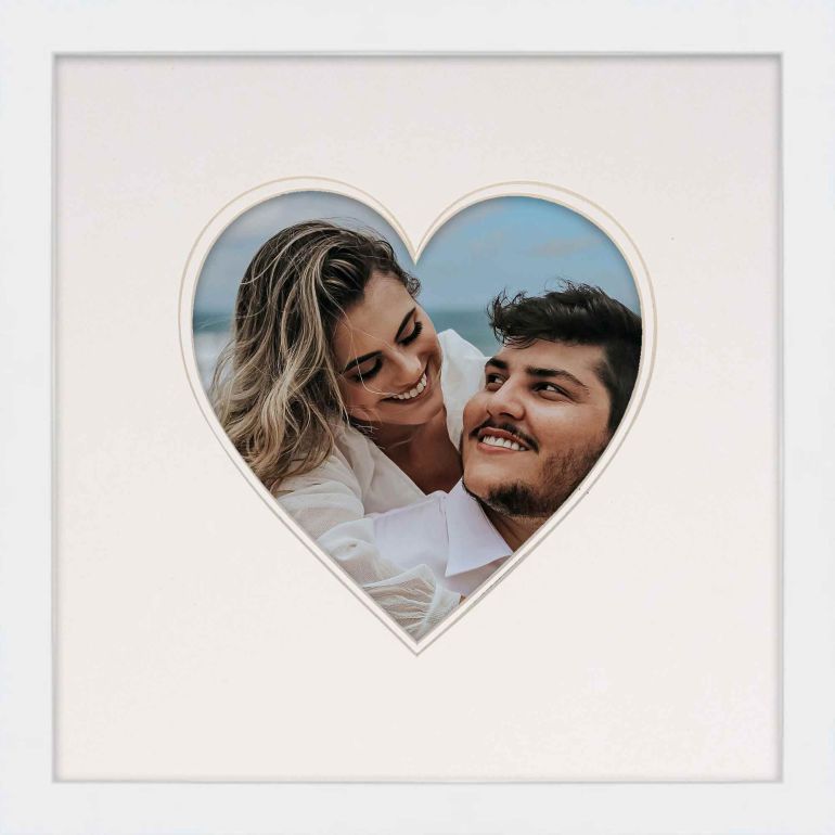 10x10 Heart Mat White Picture Frame White Heart Reveal