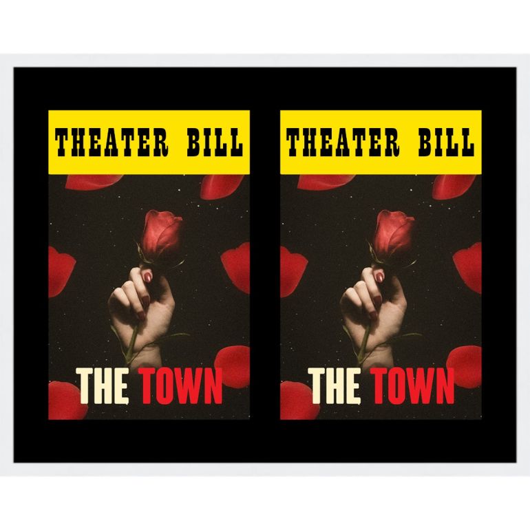 White Matted Playbill Frame with Black Mat for 2 Playbills