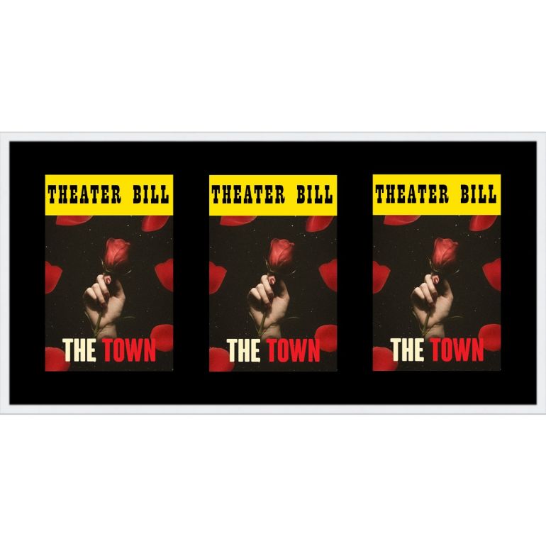 White Matted Playbill Frame with Black Mat for 3 Playbills
