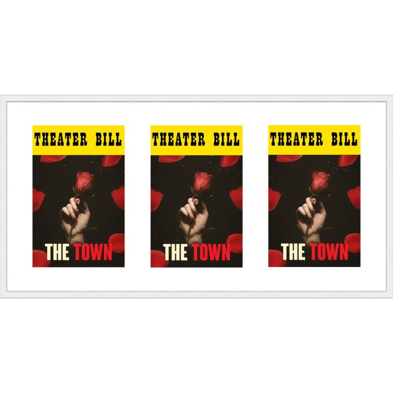 White Matted Playbill Frame with White Mat for 3 Playbills