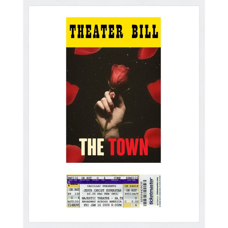 White Matted Playbill & Ticket Frame with White Mat
