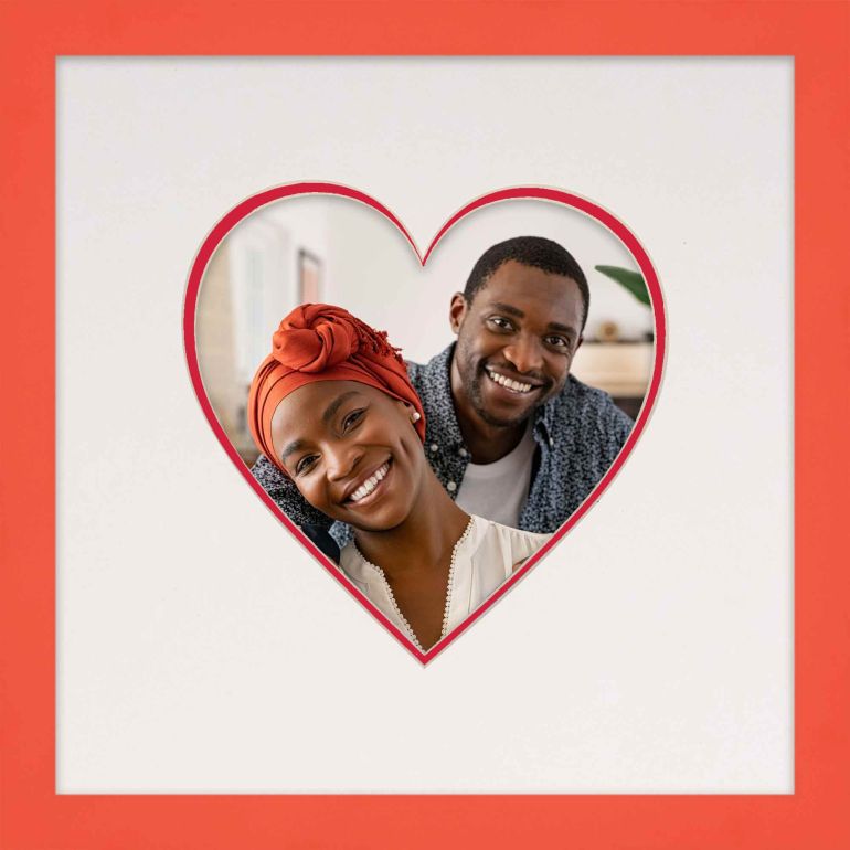 6x6 Heart Mat Red Picture Frame Red Heart Reveal