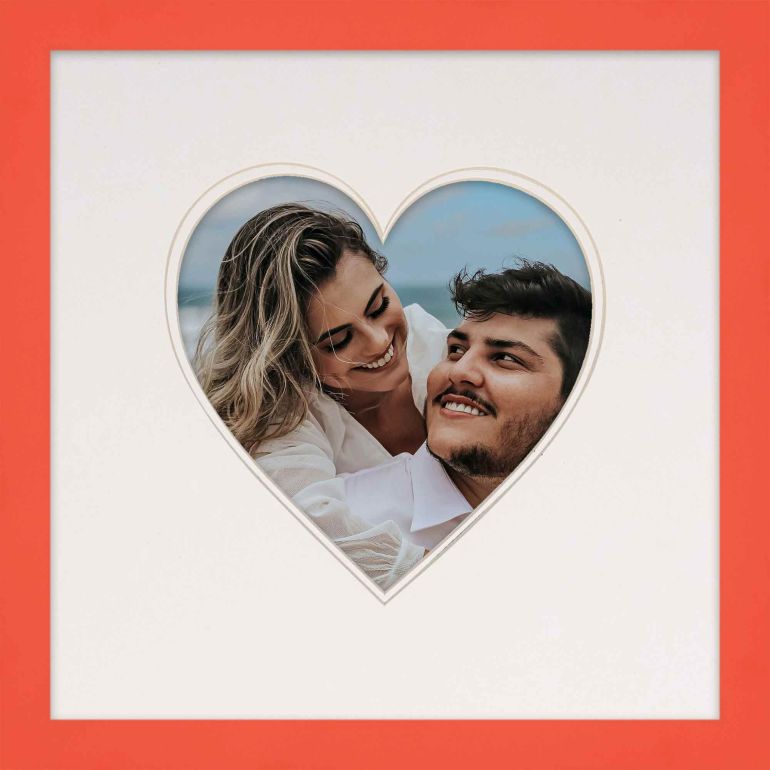 6x6 Heart Mat Red Picture Frame White Heart Reveal