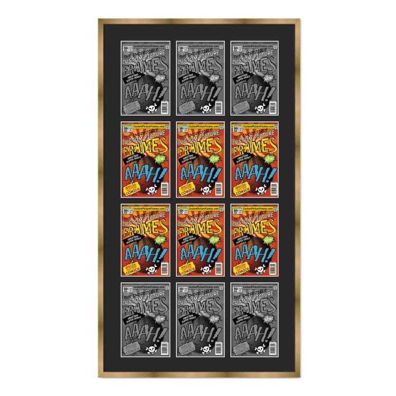Gold Comic Book Frame for 12 Comic Books with Black Mat for Bronze Age (Published Between 1970 and 1985) Comic Books