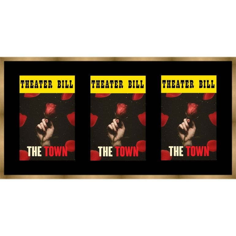 Gold Matted Playbill Frame with Black Mat for 3 Playbills