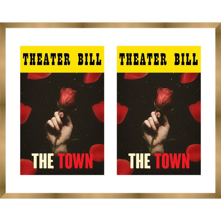 Gold Matted Playbill Frame with White Mat for 2 Playbills