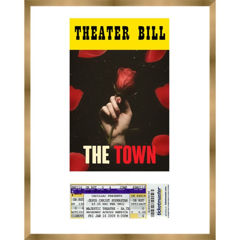 Gold Matted Playbill & Ticket Frame with White Mat