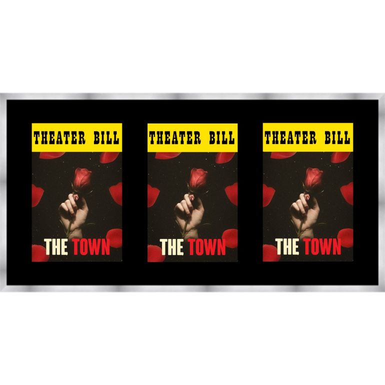 Silver Matted Playbill Frame with Black Mat for 3 Playbills
