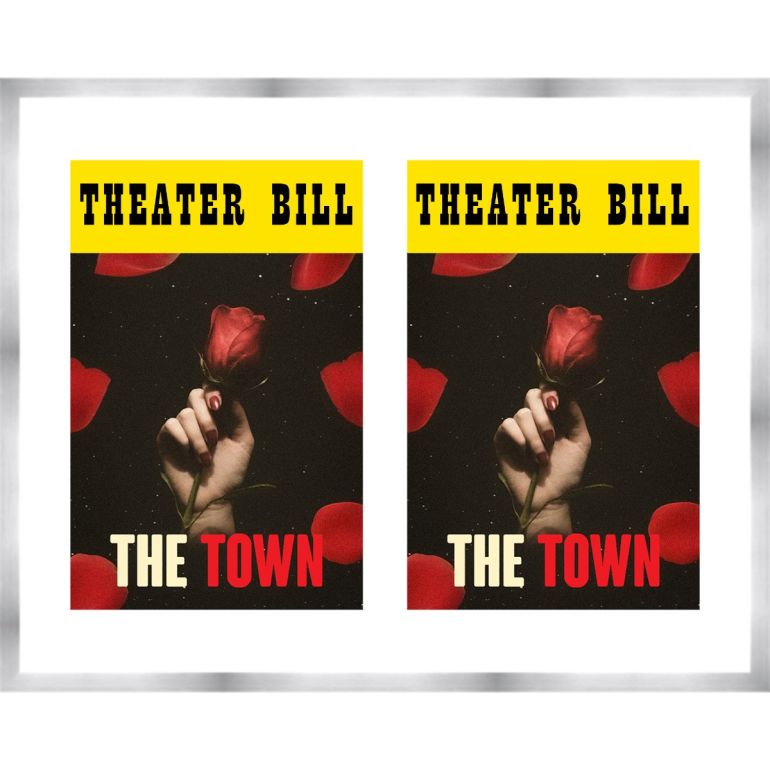 Silver Matted Playbill Frame with White Mat for 2 Playbills