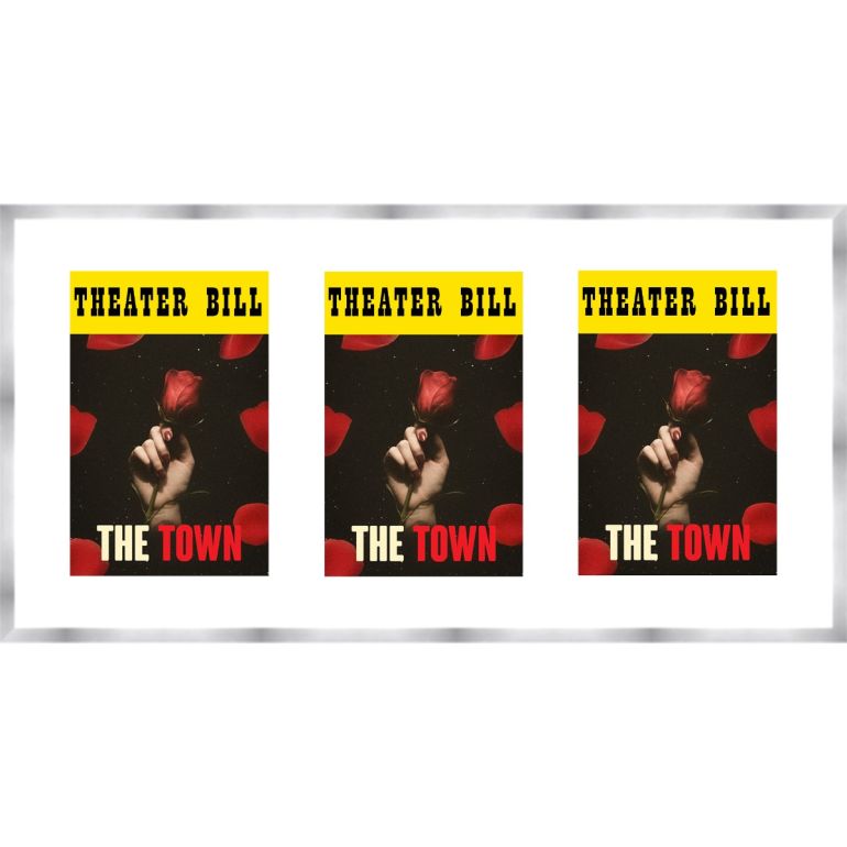 Silver Matted Playbill Frame with White Mat for 3 Playbills