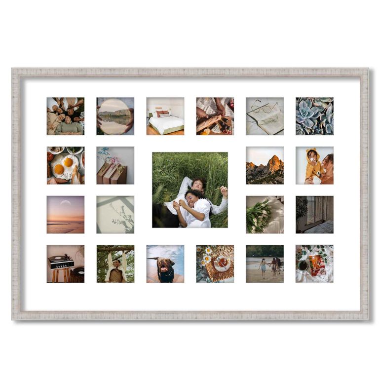 Rustic White Matted Instagram Photo Frame for 21 Photos