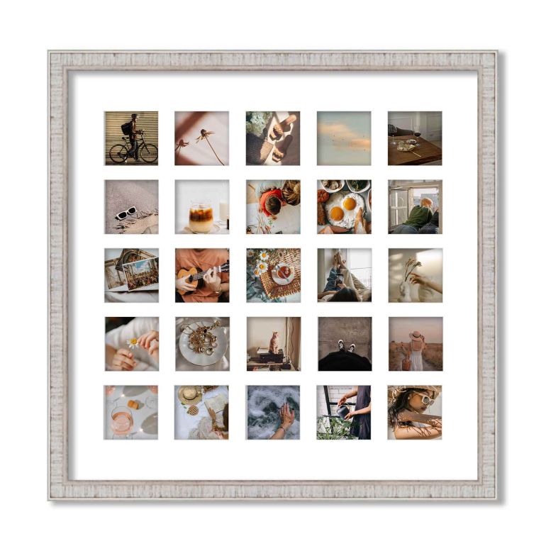 Rustic White Matted Instagram Photo Frame for 25 Photos
