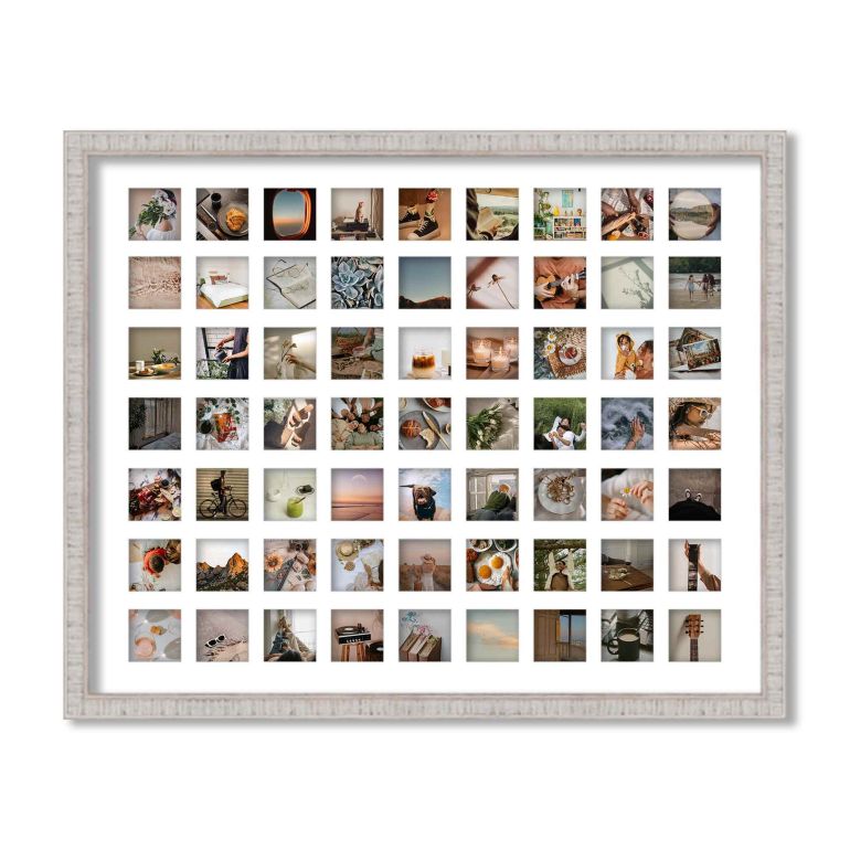 Rustic White Matted Instagram Photo Frame for 63 Photos