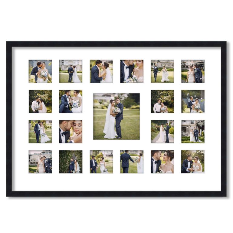 Black Wedding Photo Collage Frame for 21 Photos