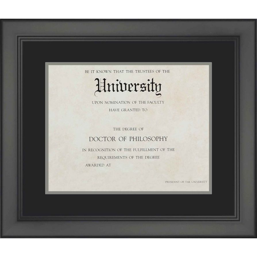 Black Diploma Frame with Black on Silver Double Mat