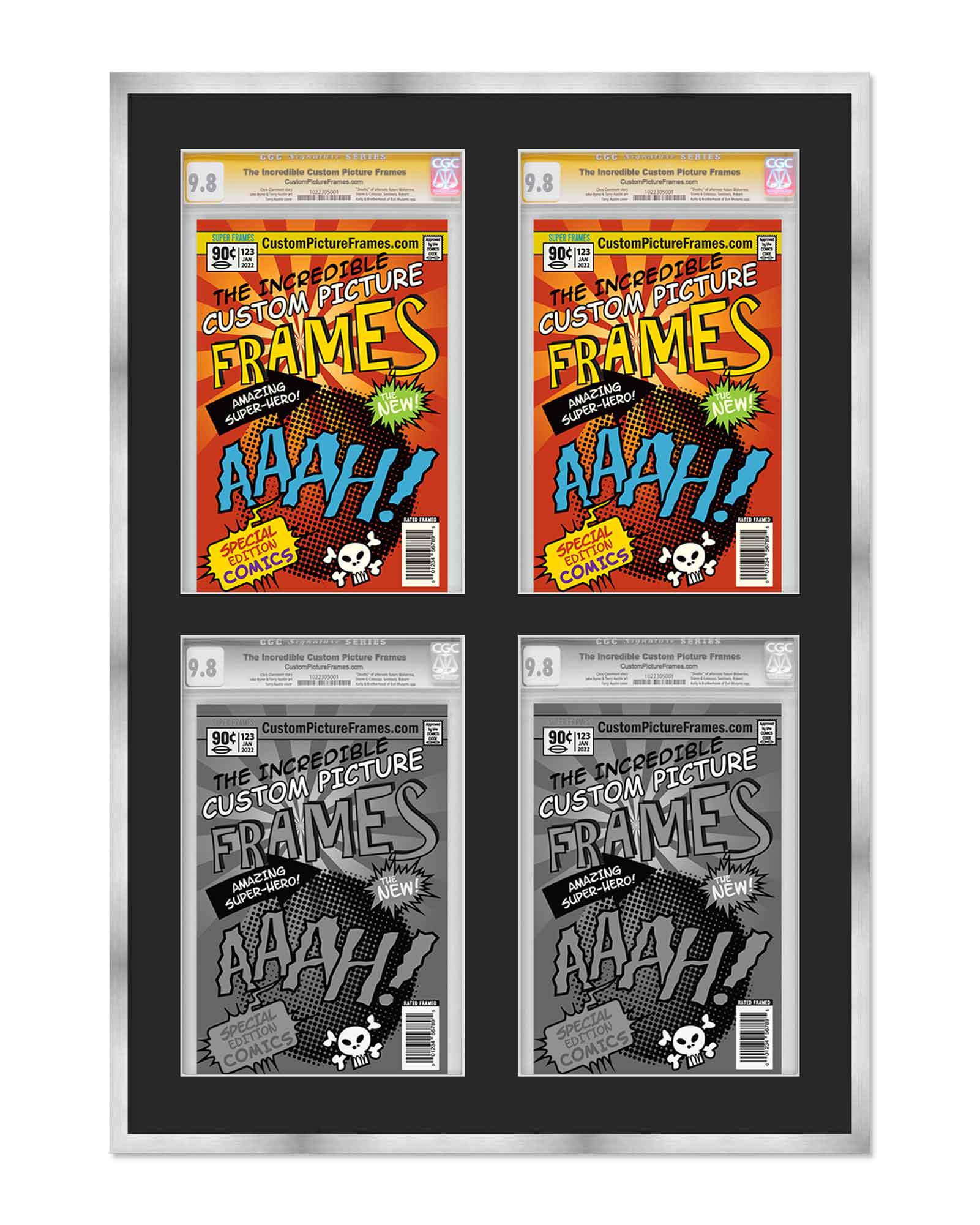 Silver 2x2 Graded Comic Book Frame for 4 Comic Books Frames for CGC
