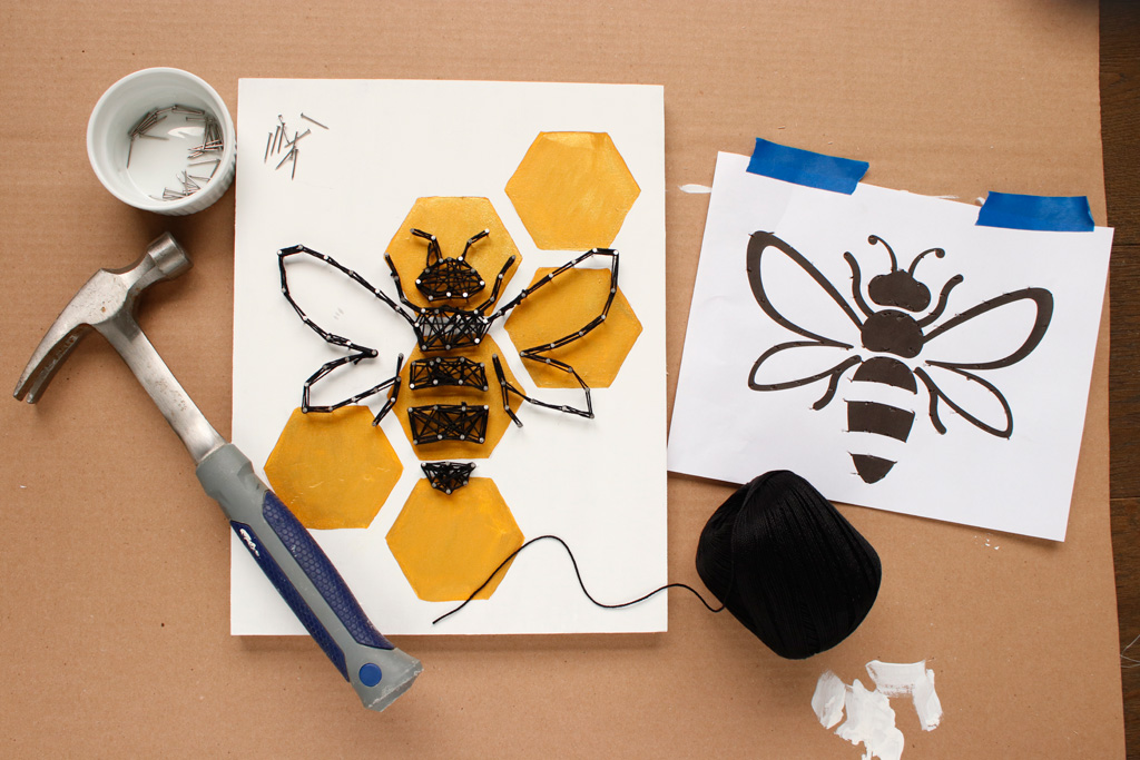 Bee String Art Step 3