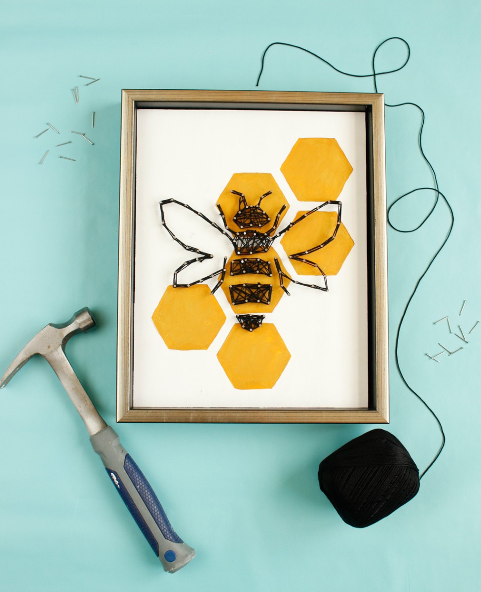 Bee String Art Vertical