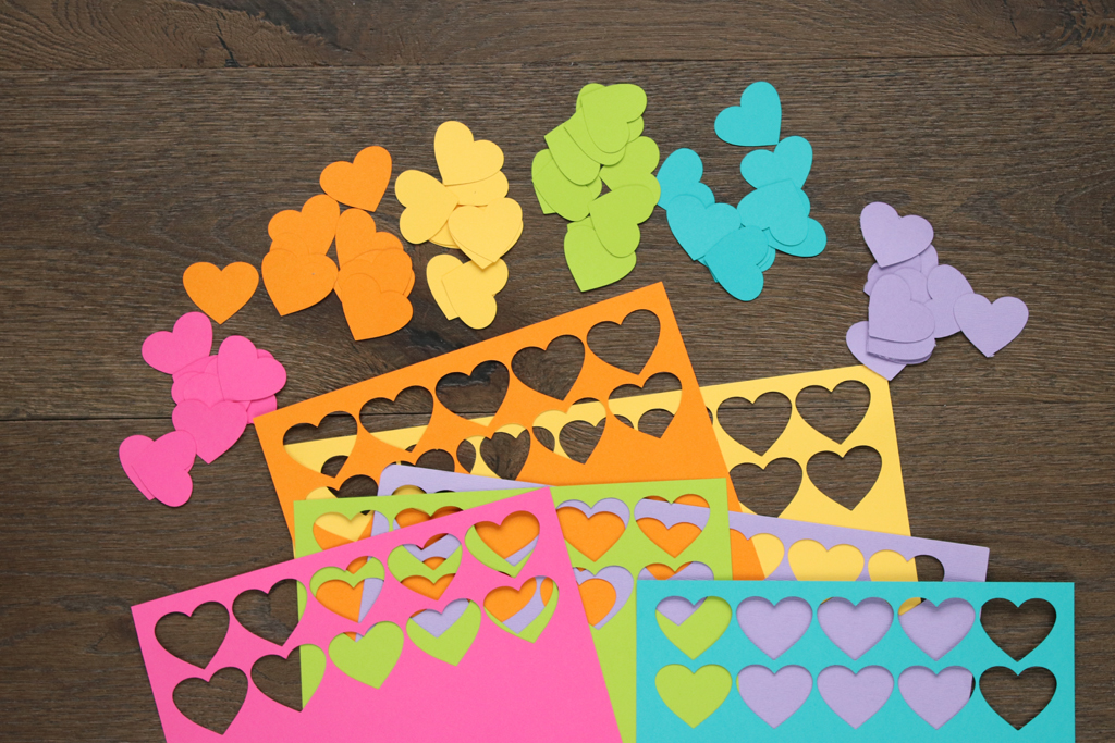 Cut Out Rainbow Hearts