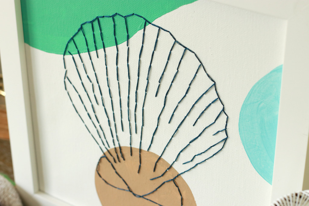 Seashell Embroidered Canvas Close Up