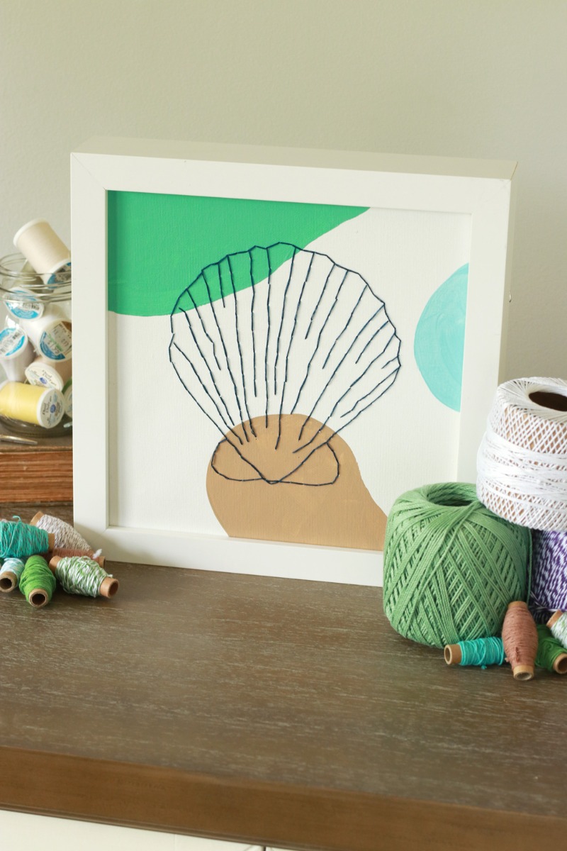 Seashell Embroidered Canvas Vertical