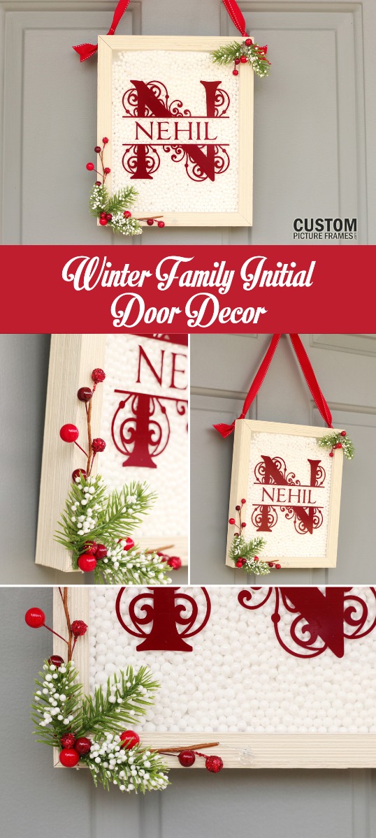DIY Winter Family Initial Door Decor