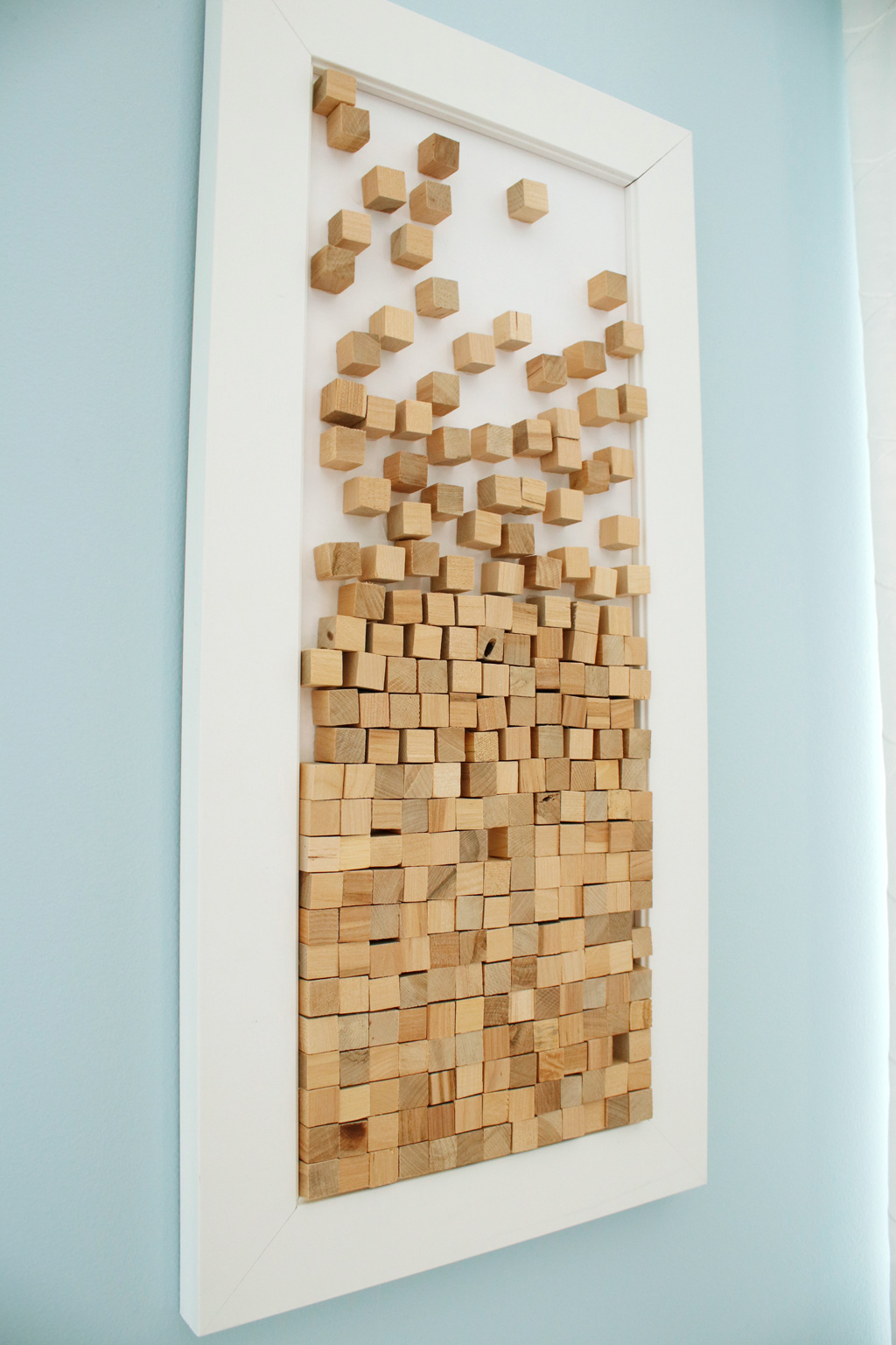 Wood Block Mosaic Art Vertical Angled